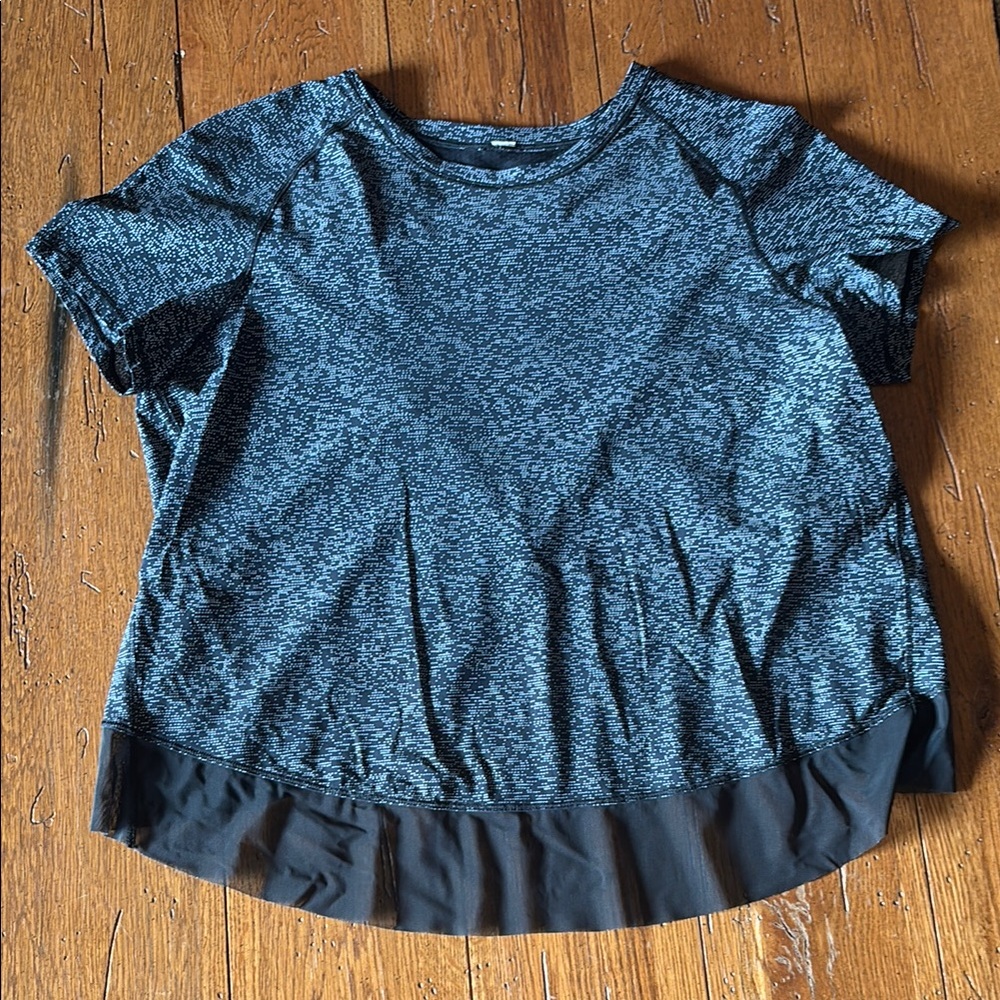 Lululemon Black and Navy Polka Dot Cross Back Top
